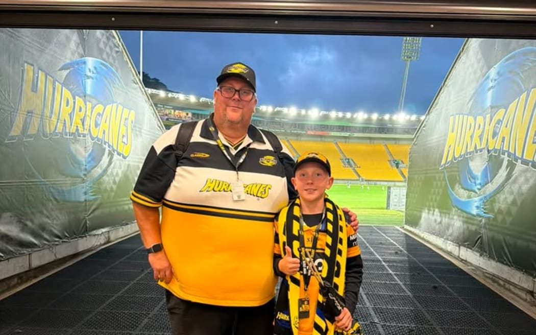 Andrew (L) and Connor Grant in the tunnel the Hurricanes run out from before the game.