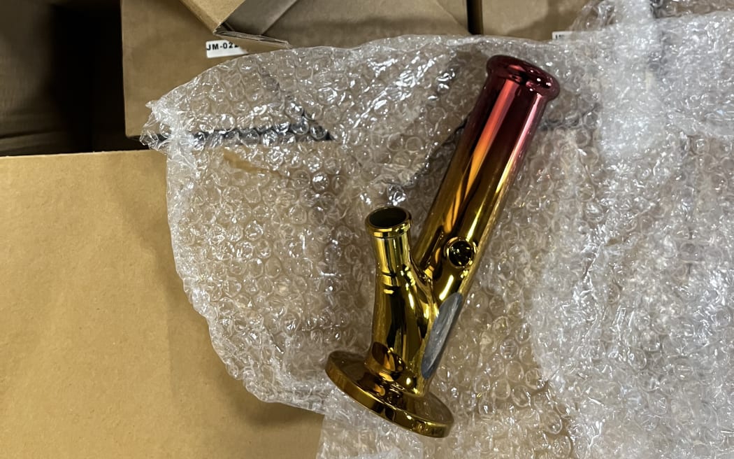 Part of a consignment of cannabis bongs seized at the border by Customs.