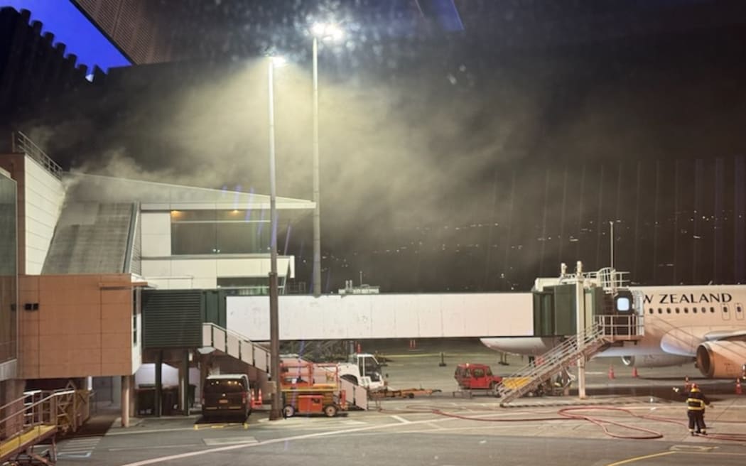 Smoke is seen at Wellington Airport on 12 June, 2026.