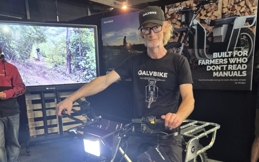The 'godfather' of e-bikes in New Zealand - Anthony Clyde - aboard the new Galvbike.