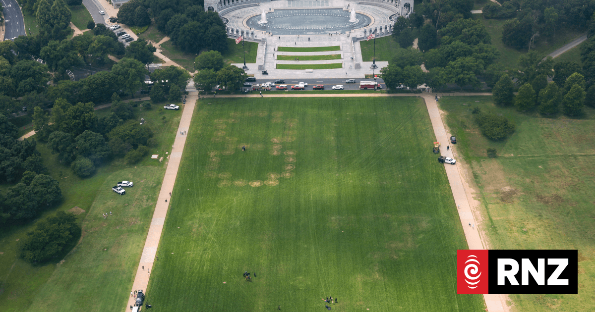Huge ‘8647’ etched into grass on the National Mall, aerial images show