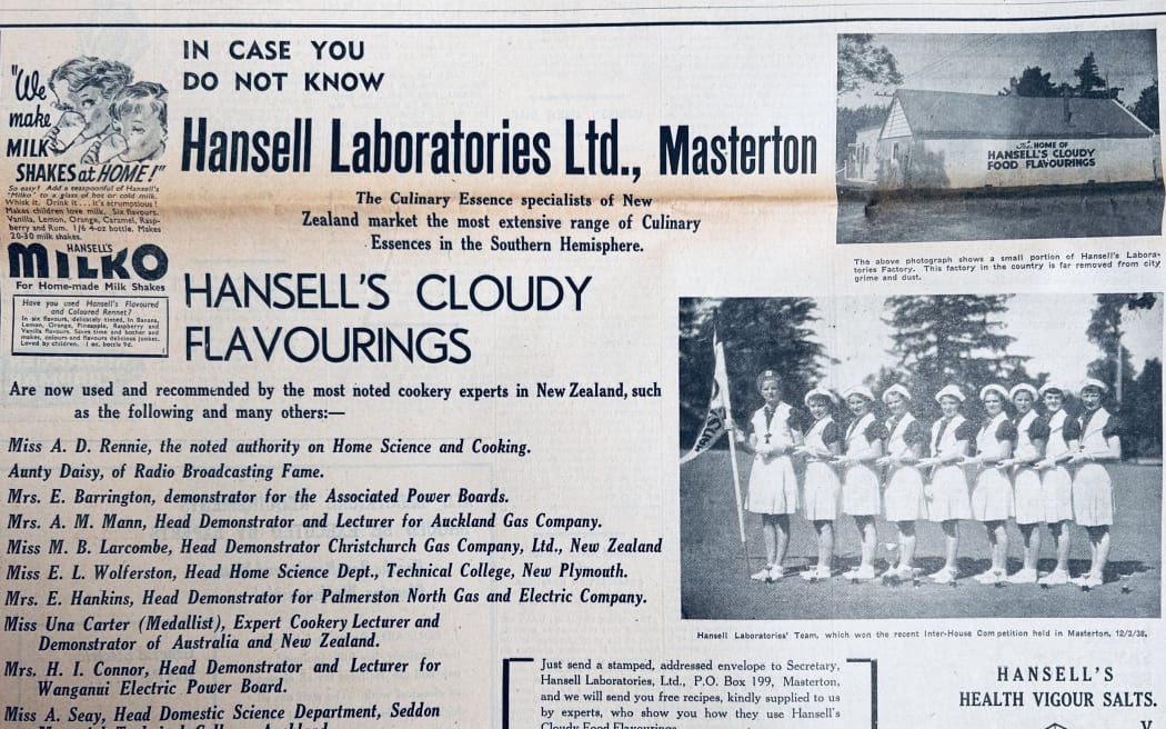 Hansell Labaratories Ltd advertisement in the first edition of the Wairarapa Times-Age on April 1, 1938, which is already online and will now be joined by later editions.