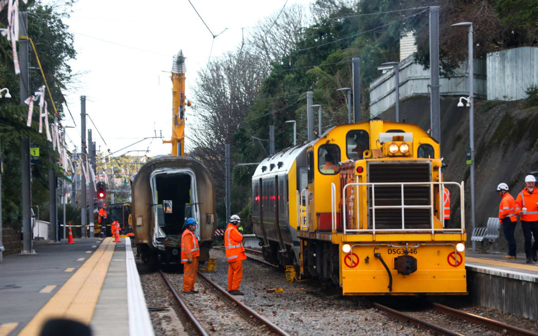 Train removal in Wellington on 10 June.
