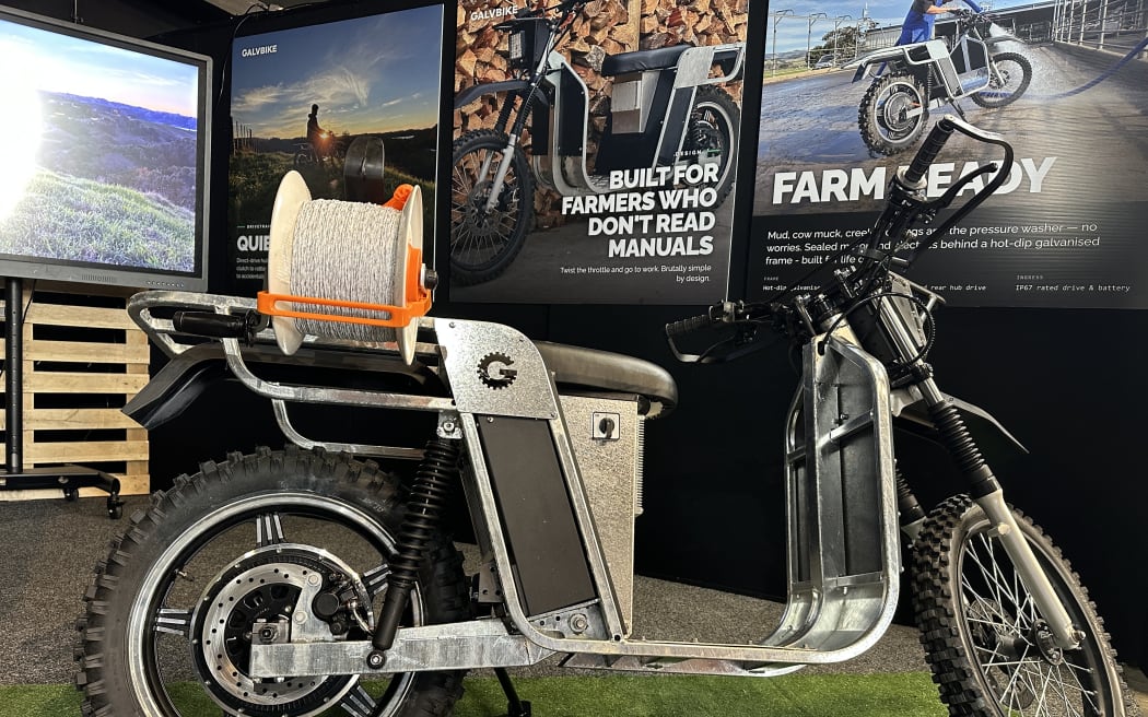 Built for the rough and tumble conditions of New Zealand dairy farms, the Galvbike a new electric farm bike and was one of many agritech products on display at the Mystery Creek Fieldays in Waikato.