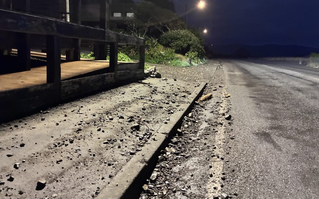 Island Bay Esplanade after a day of heavy swells.