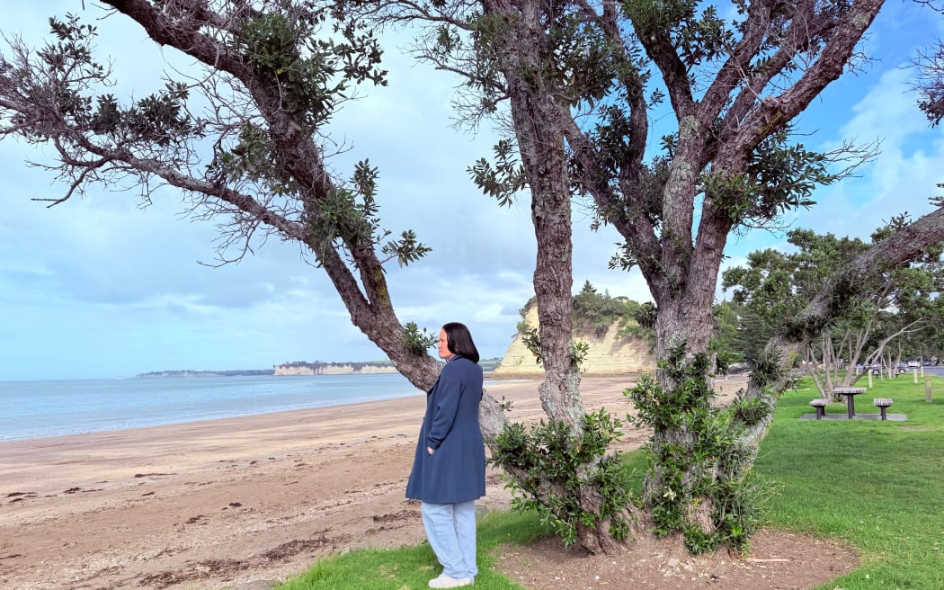 Shara-Lee Porter will have a memorial bench for her son Tyler Porter under a tree which has come to be known as Tyler’s tree on Arkles Bay. (Torika Tokalau/Stuff)