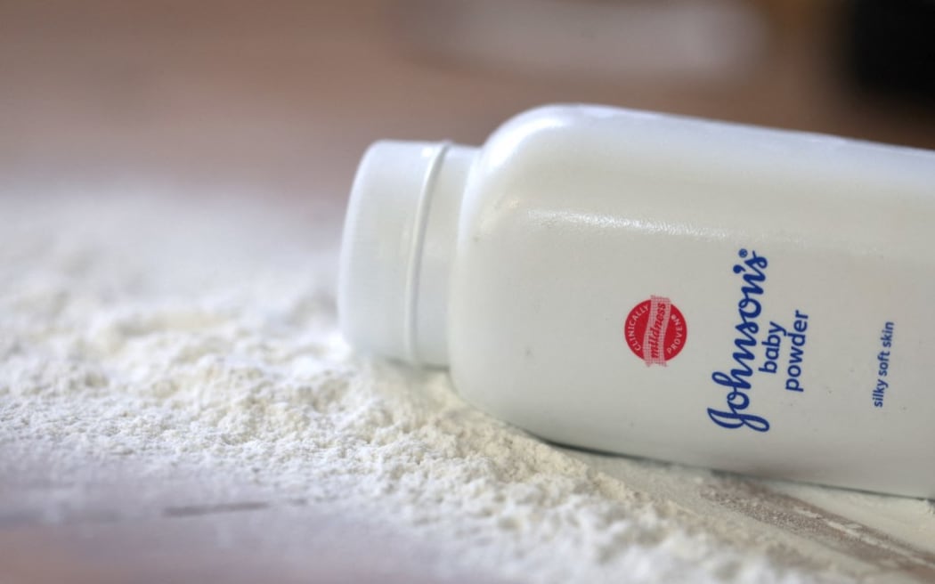 A container of Johnson and Johnson baby powder