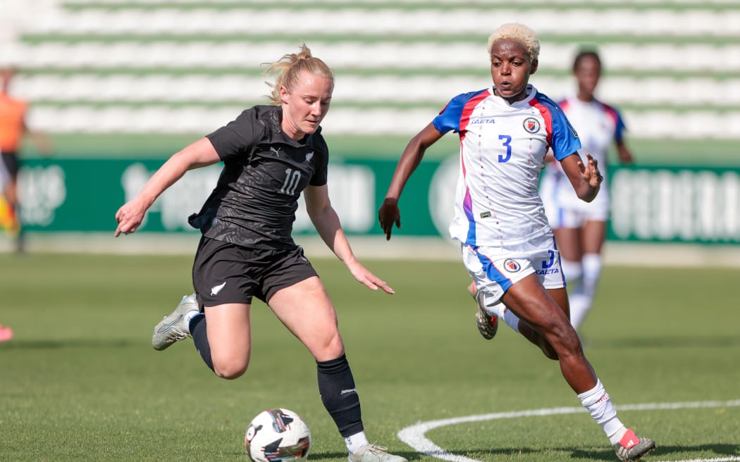 Katie Kitching of the Football Ferns in action against Haiti in Malaga, Spain.