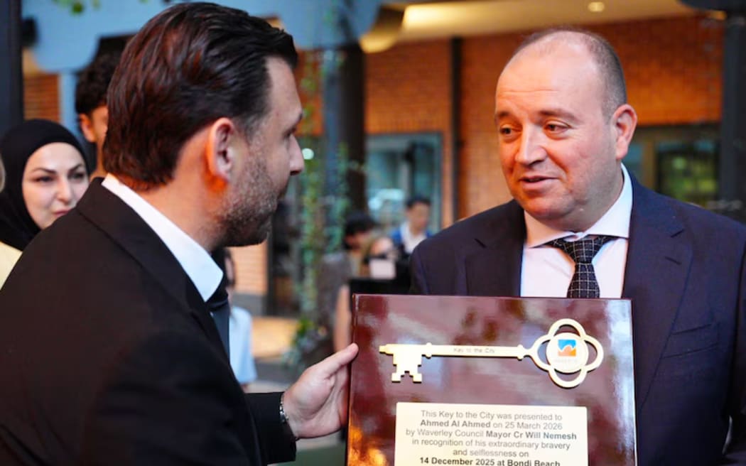 Ahmed Al Ahmed receiving an award earlier this year for his actions at the Bondi Beach terror attack.