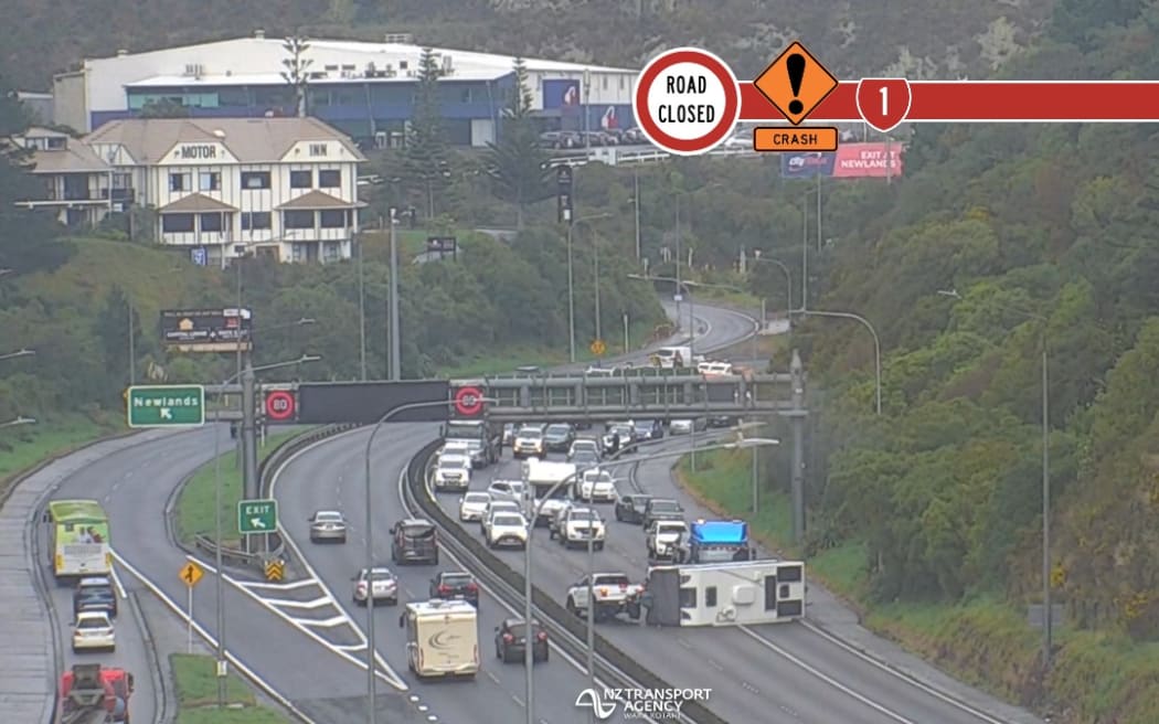 The crash on State Highway 1 near Johnsonville in Wellington.