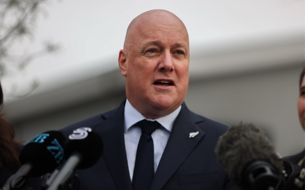 Education Minister Erica Stanford, Energy Minister Simeon Brown and Prime Minister Christopher Luxon make an announcement about solar panels in schools on 3 June 2026 in Christchurch.