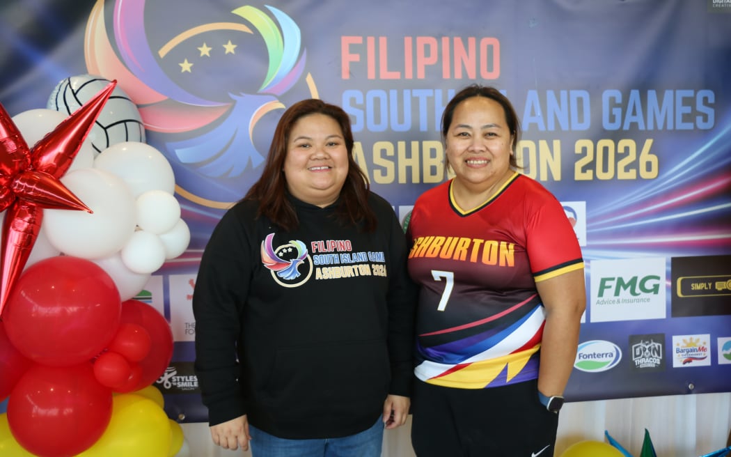Filipino South Island games chairperson Kristine Asuncion and treasurer Aline Ciron.