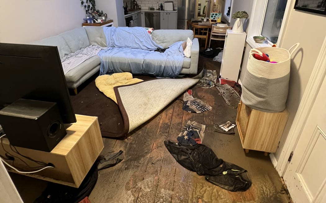 Flooding in April 2026 caused significant damage to Josh and Ali Palmer's newly-renovated home in Berhampore, Wellington.