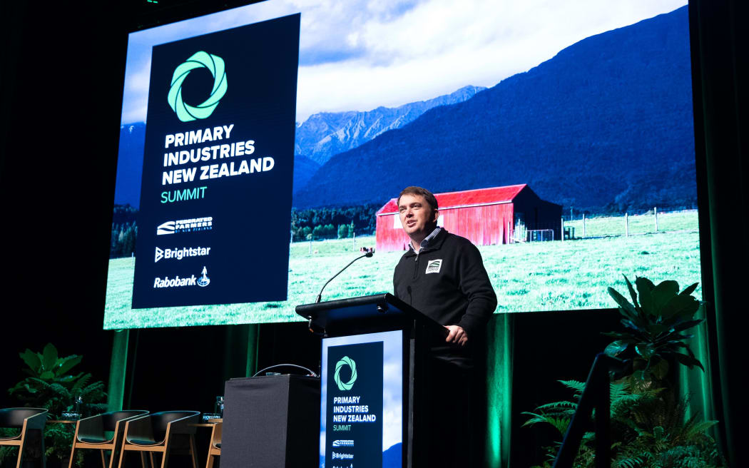 Federated Farmers national president Wayne Langford, a 40-year-old dairy farmer from Golden Bay, at the Primary Industries New Zealand Summit in Christchurch.