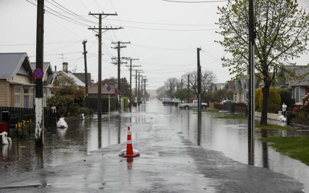 Scenes on Surrey Street, South Dunedin, Friday evening.