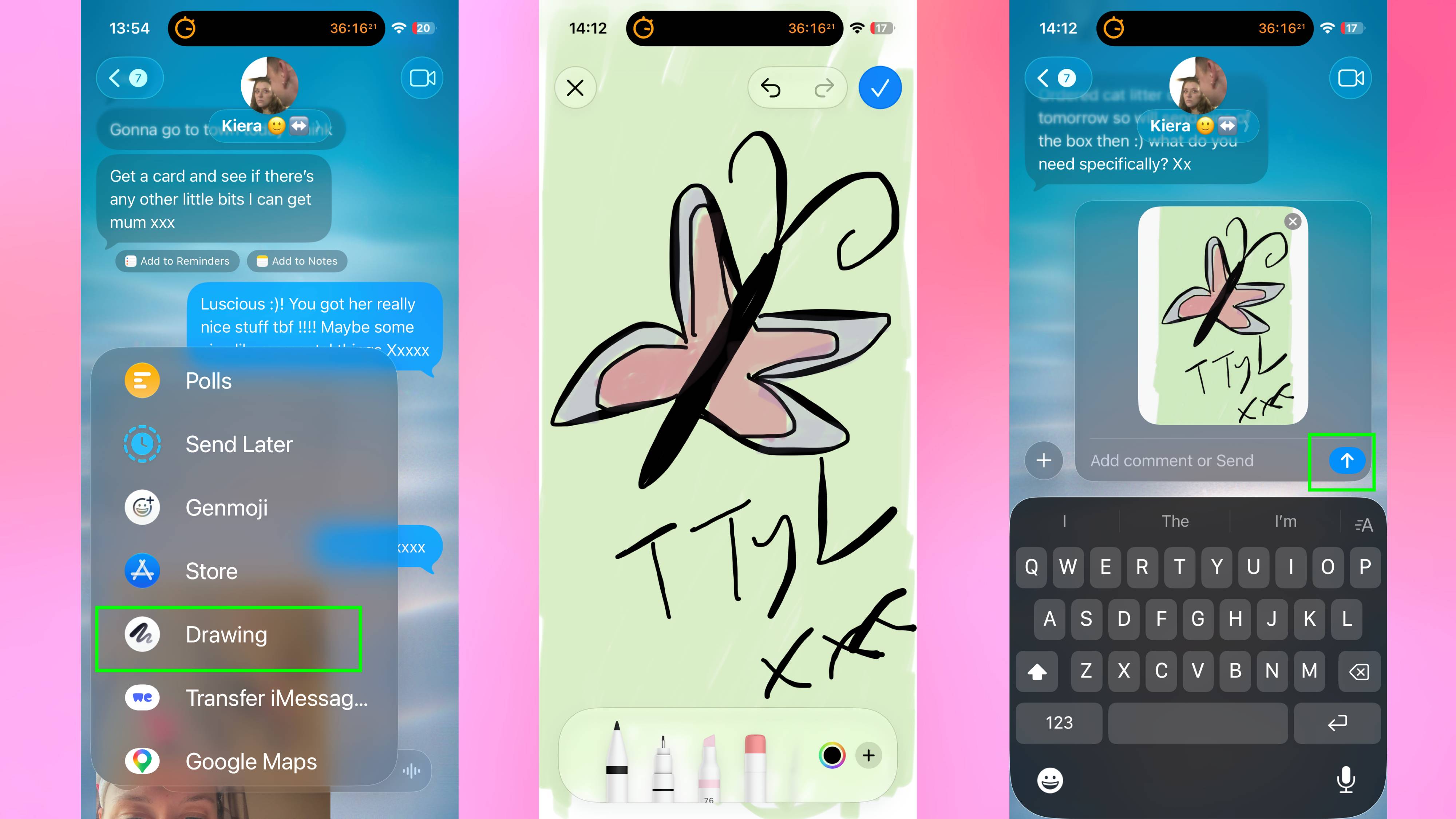 Drawing feature in iPhone messages on iOS 27