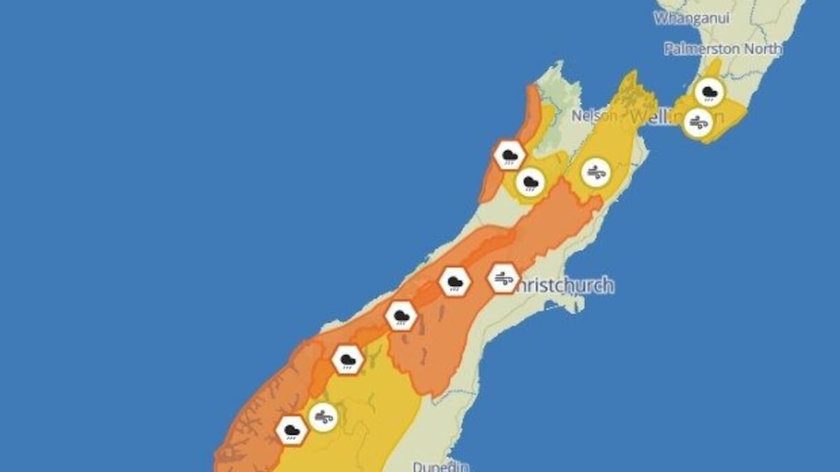 Severe weather and a surprise record high in Christchurch as heavy rain lashes South Island