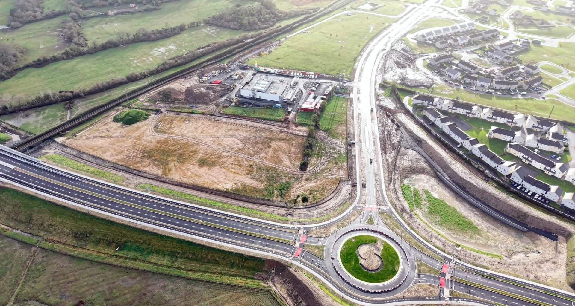 A masterplan for the Ballygrennan site including hospital buildings at the roundabout end. Picture: WhiteBox Developments