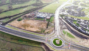 A masterplan for the Ballygrennan site including hospital buildings at the roundabout end. Picture: WhiteBox Developments