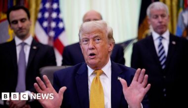 Trump threatens 100% tariff on European nations over tech tax - BBC