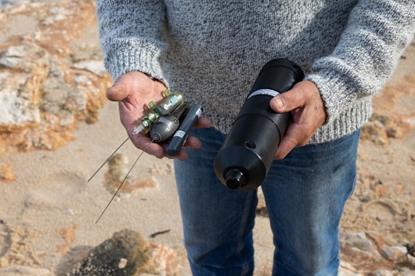 Tagging devices and receivers Stannard uses to monitor sharks. 