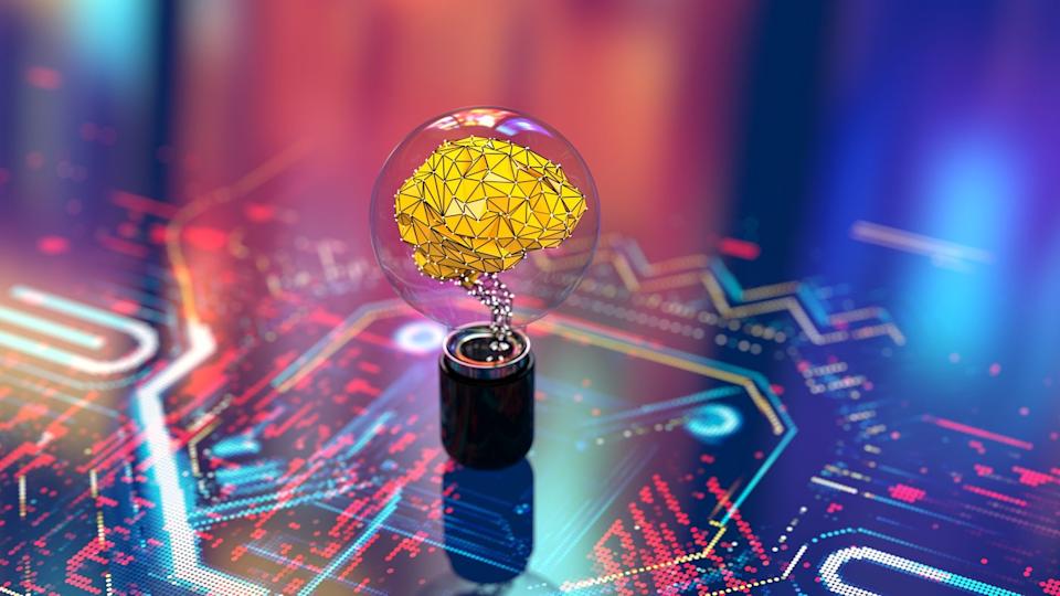 A digital illustration of an AI chip.