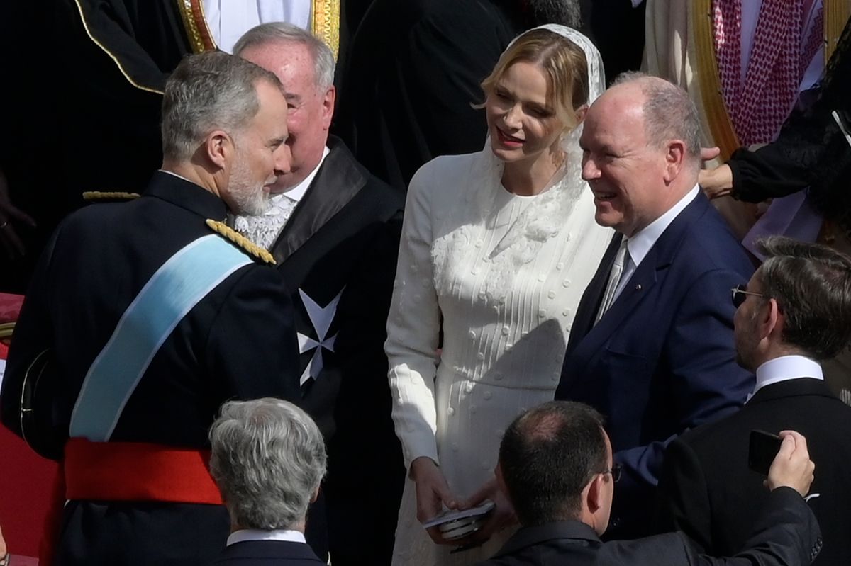 King Felipe VI, Prince Albert, and Princess Charlene of Monaco attended the enthronement of Pope Leo XIV in Vatican City.