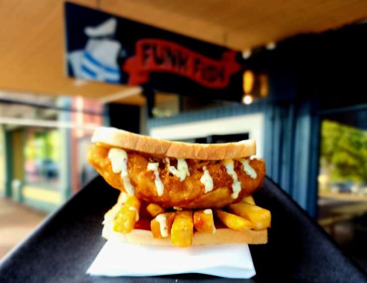 Inglewood’s Funk Fish is on the market for $580,000. The building has been home to a fish and chip shop since 1926. Photo / Supplied