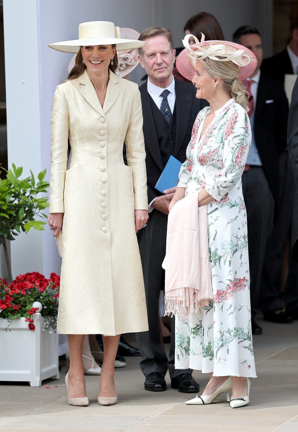 windsor, england june 15: catherine, princess of wales and sophie, duchess of edinburgh smile as they attend the 2026 order of the garter service at windsor castle on june 15, 2026 in windsor, england. the order of the garter, britains oldest chivalric order established by edward iii, includes the king, queen, royal family members, and up to 24 companions honoured for their public service. companions of the garter are chosen personally by the sovereign to honour those who have held public office, who have contributed in a particular way to national life or who have served the sovereign personally. (photo by chris jackson/getty images)