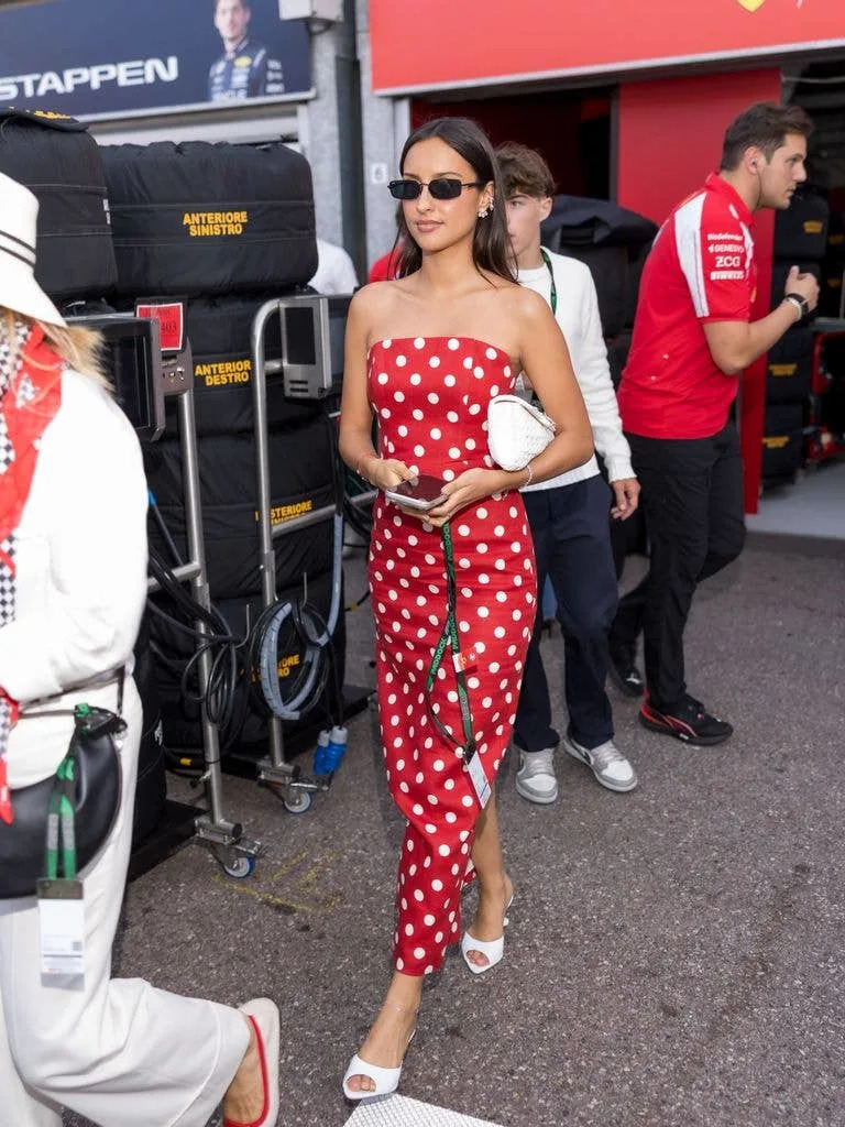 Alexandra Leclerc opted for a polka dot dress