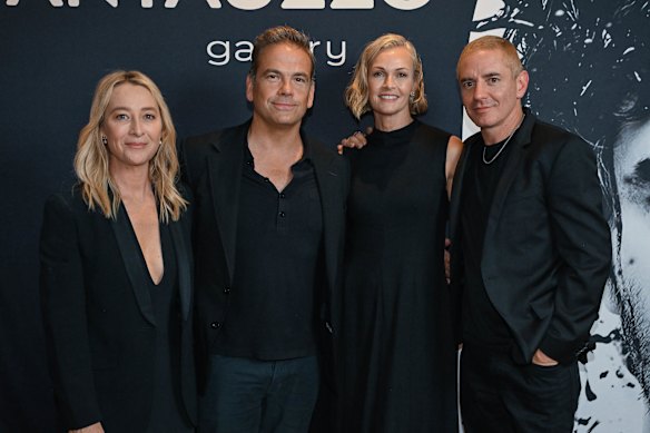 Lachlan and Sarah Murdoch with Asher Keddie (left) and Fantauzzo at the opening of the Fantauzzo Gallery in February 2025.