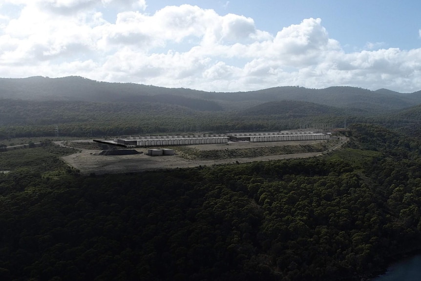 A large data centre sits prominantly in a forested landscape at Bell Bay.