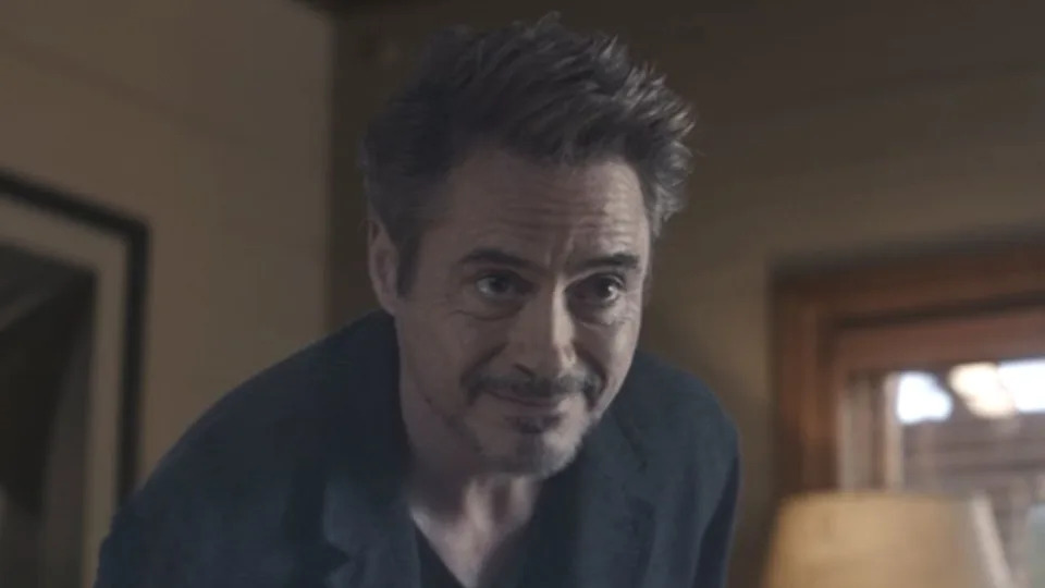  Tony Stark (Robert Downey Jr.) speaks to his friends in a final message in Avengers: Endgame. 