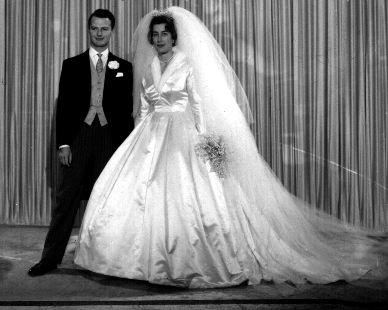 Image may contain Lady Pamela Hicks Clothing Dress Formal Wear Fashion Gown Wedding Wedding Gown Suit and Adult