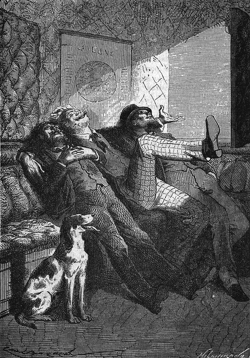 Illustrations from 1869s "Around The Moon" by Jules Verne, drawn by Émile-Antoine Bayard and Alphonse de Neuville.