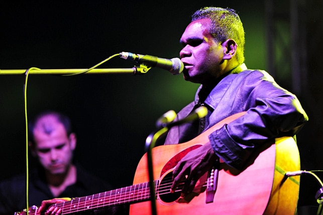 Gurrumul Yunupingu performs at Fremantle Park.