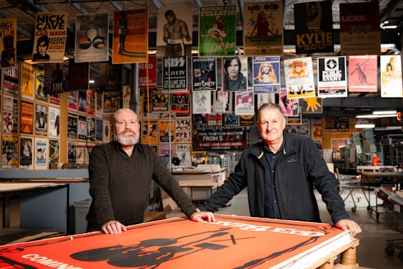 Rock Posters general manager Marcus Seal and founder John D’Aquino are opening the Melbourne institution to the public for the first time.