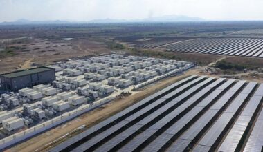 Battery energy storage system (BESS) at Cambodia’s National Solar Park in Kampong Chhnang province.