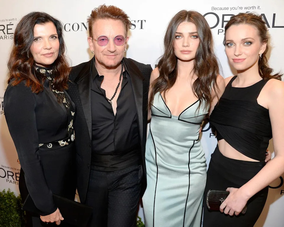 Ali Hewson, Bono, Eve Hewson, and Jordan Hewson at Glamour Women Of The Year 2016.Credit: Kevork Djansezian/Getty Images