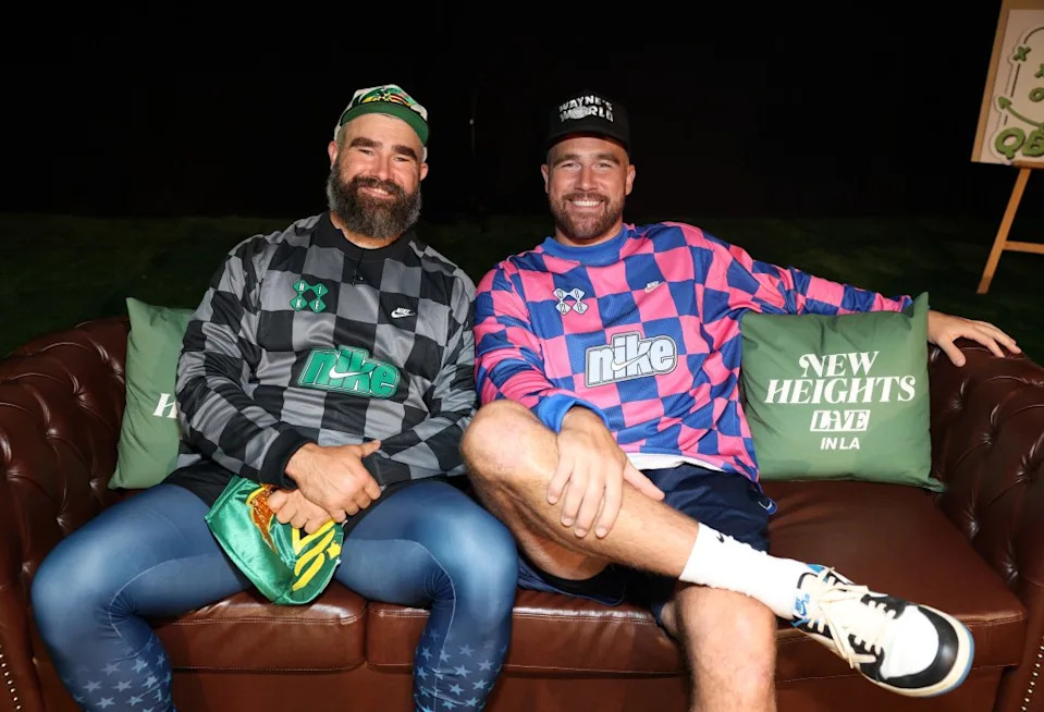 The loudest cheer at Orpheum Theater on Monday during the live taping of the <em>New Heights</em> podcast wasn’t for Travis Kelce or his brother Jason. It wasn’t for the special guests either. Getty Images for Wondery