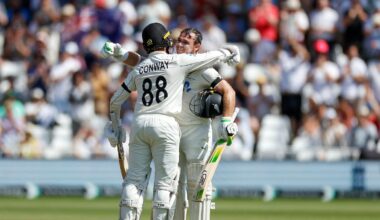 Black Caps v England: Tom Latham, Devon Conway centuries give New Zealand honours on day one of test series decider