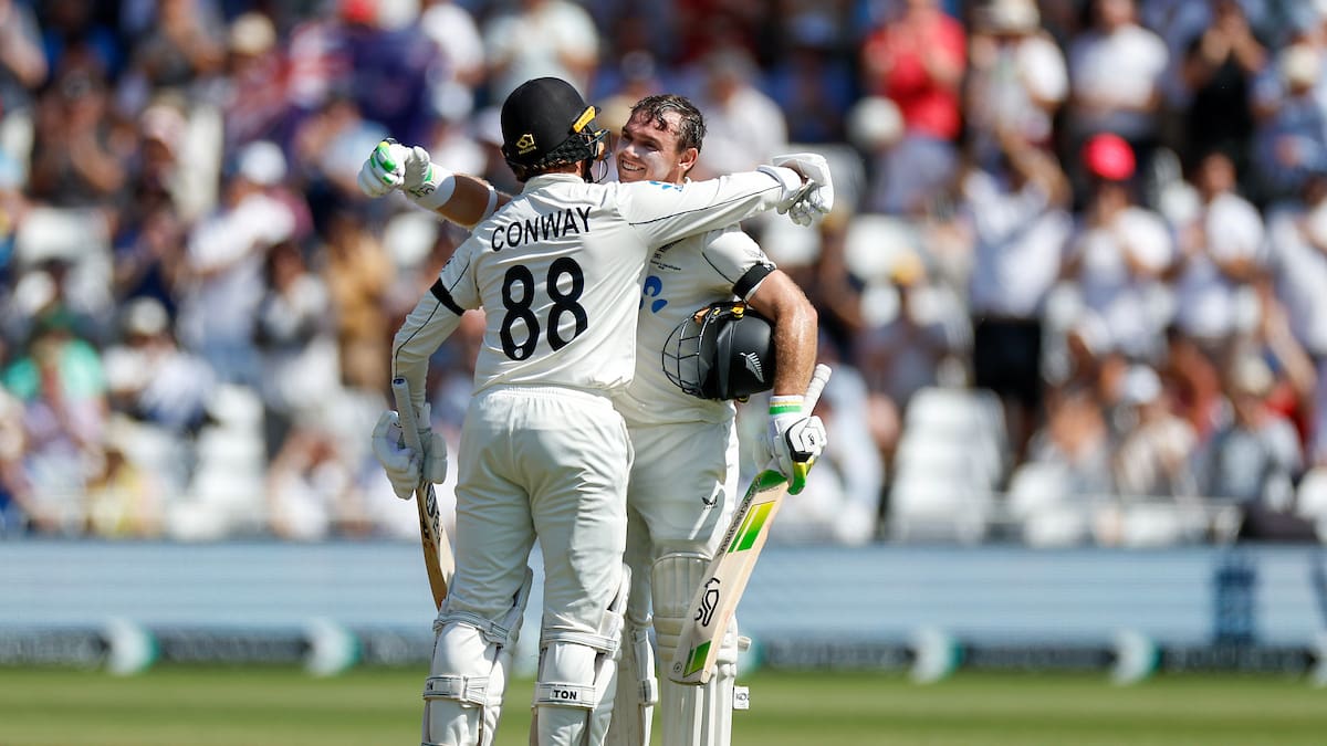 Black Caps v England: Tom Latham, Devon Conway centuries give New Zealand honours on day one of test series decider