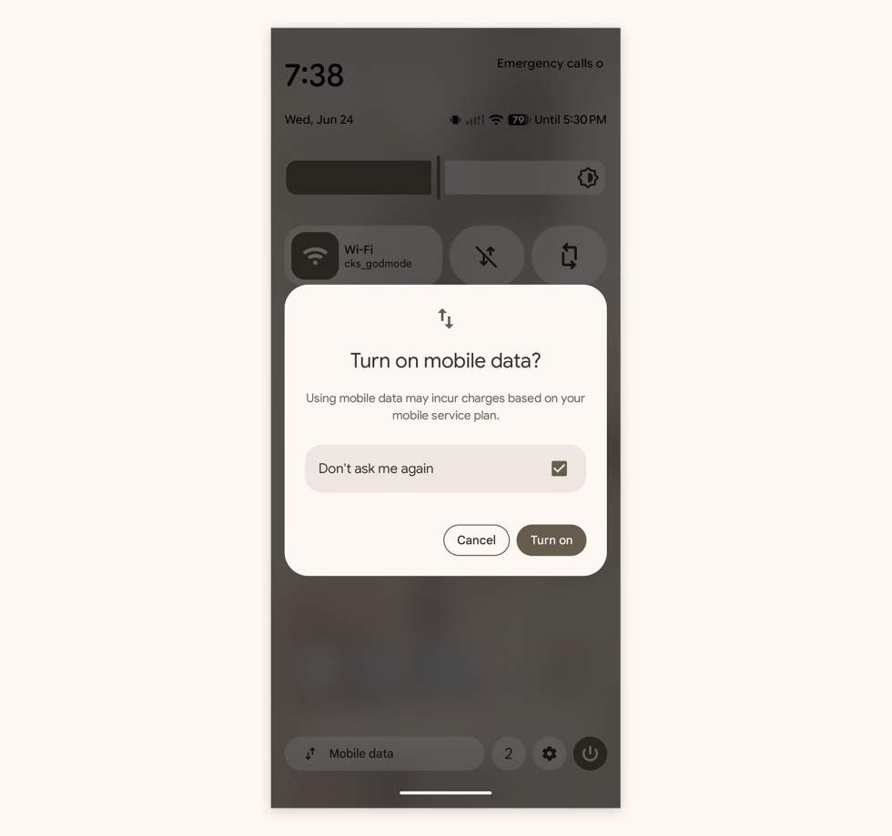 Android 17 - Mobile Data Toggle