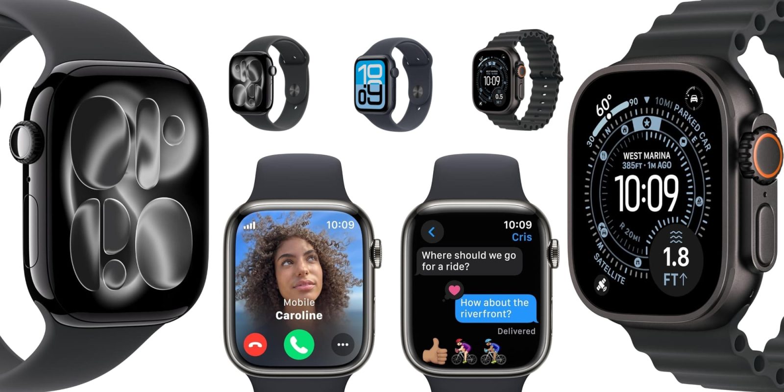 A group of smart watches
