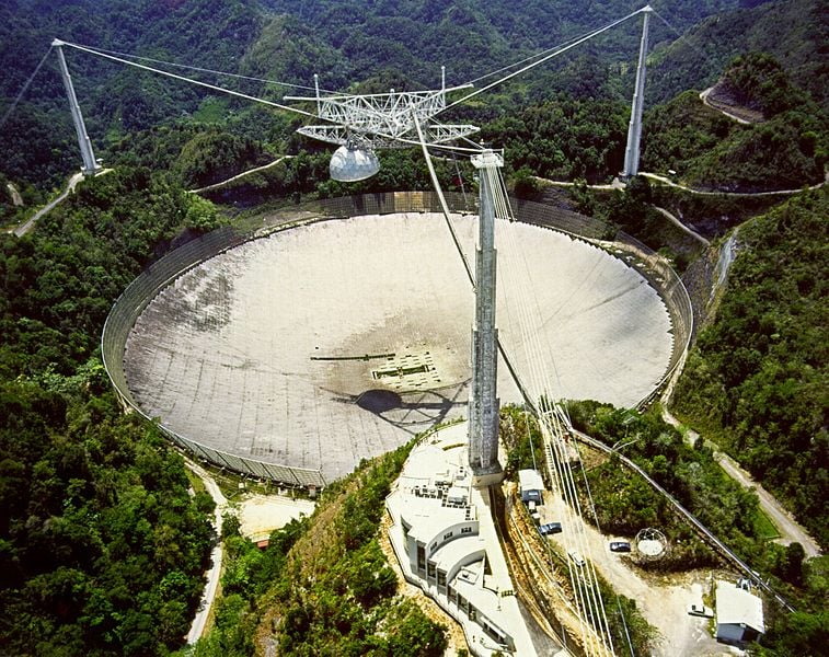 Arecibo Telescope in Puerto Rico with its 300 m (980 ft) dish was one of the world's largest full dish radio telescopes that conducted some SETI searches. A new study helps to focus the search in the right area (Credit : H. Schweiker/WIYN and NOAO/AURA/NSF)