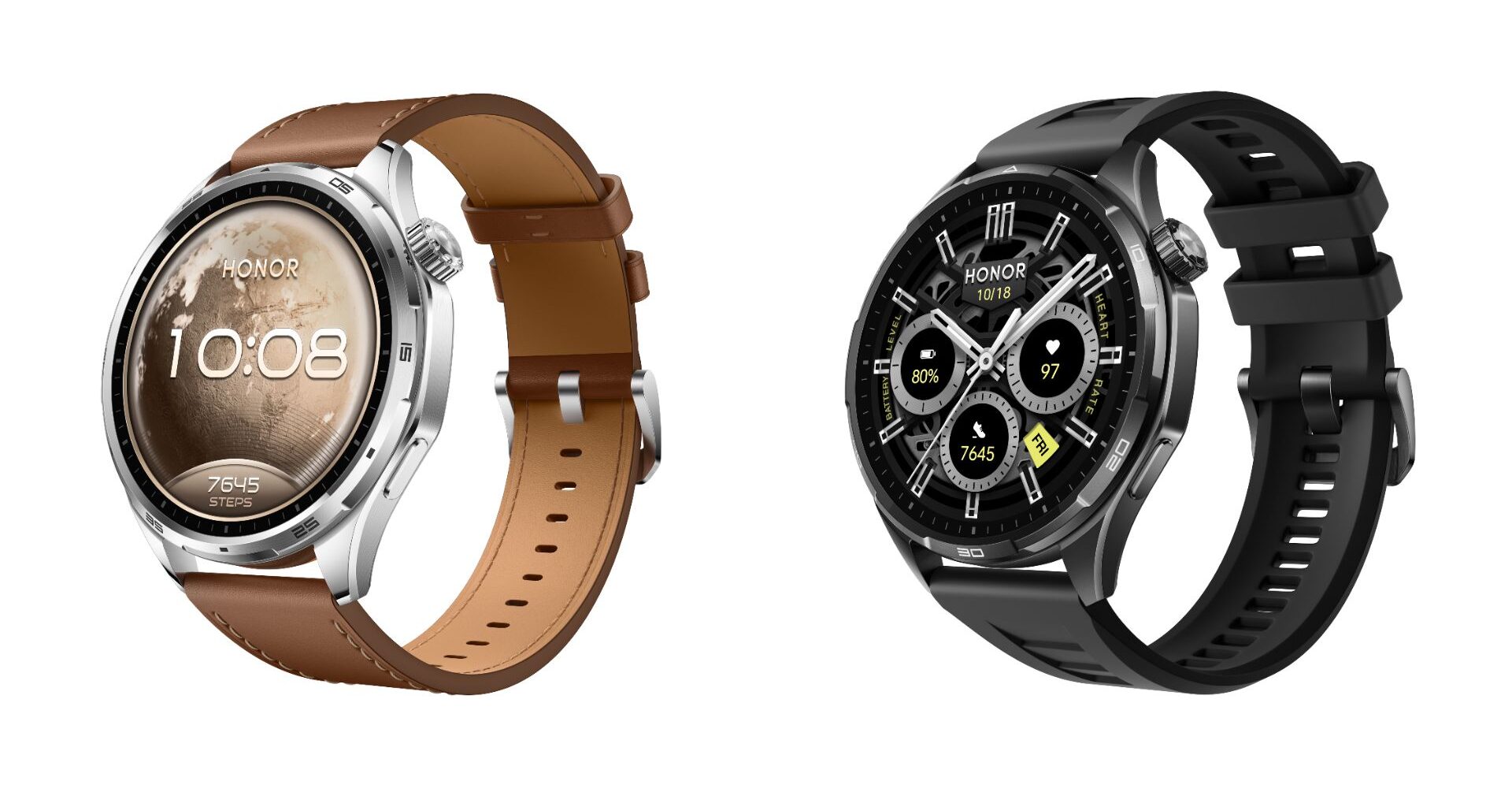 Honor Watch 6 in brown and back side by side