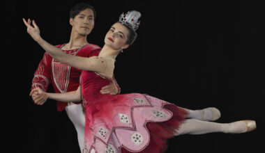 Principal Kihiro Kusukami and First Artist Catarina Estevez Collins in Birthday Offering, 2026, photograph by Ross Brown.