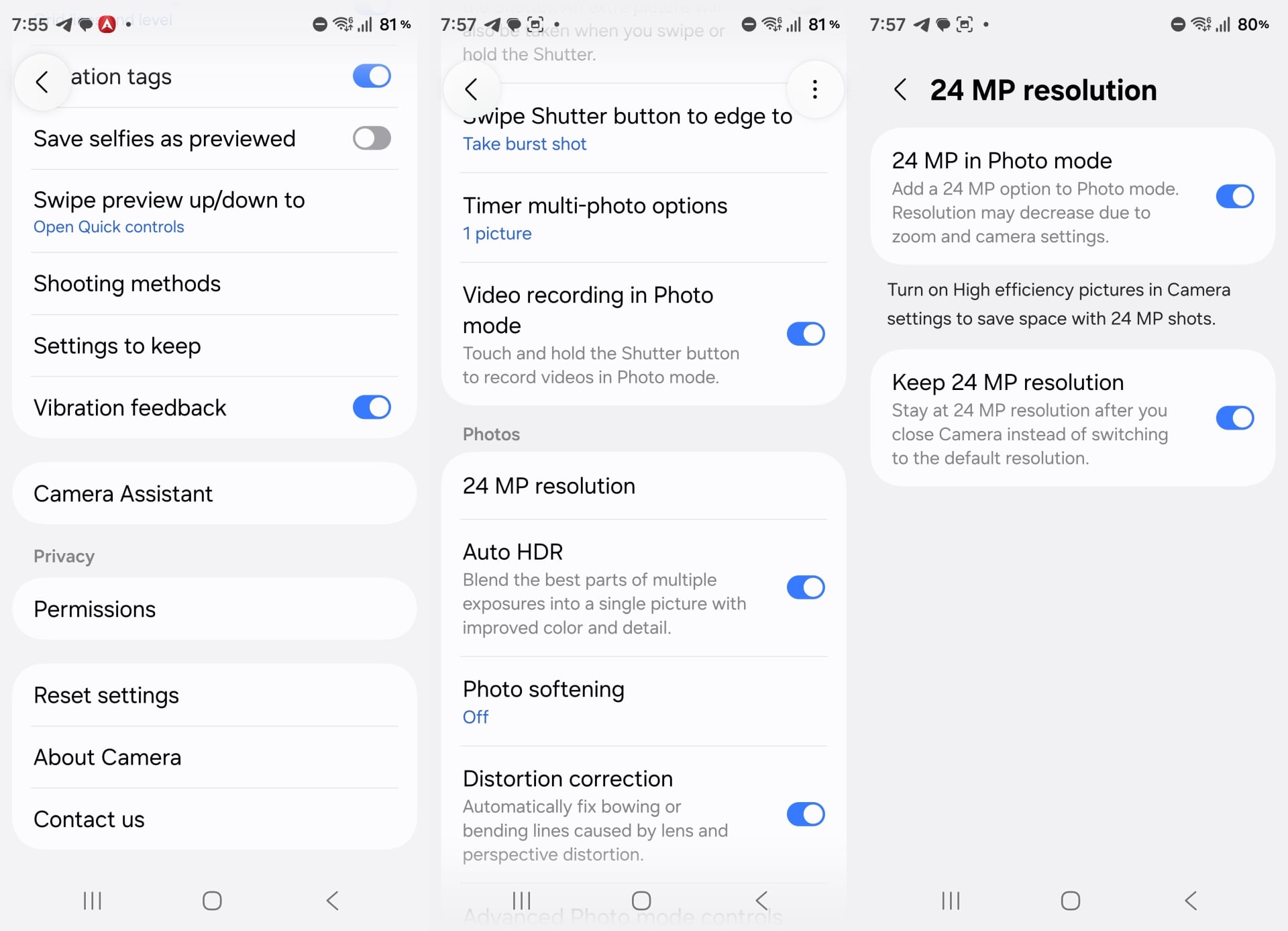 enabling 24mp mode via camera assistant