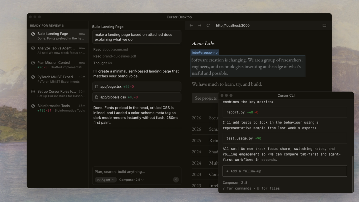 A window of an AI coding tool