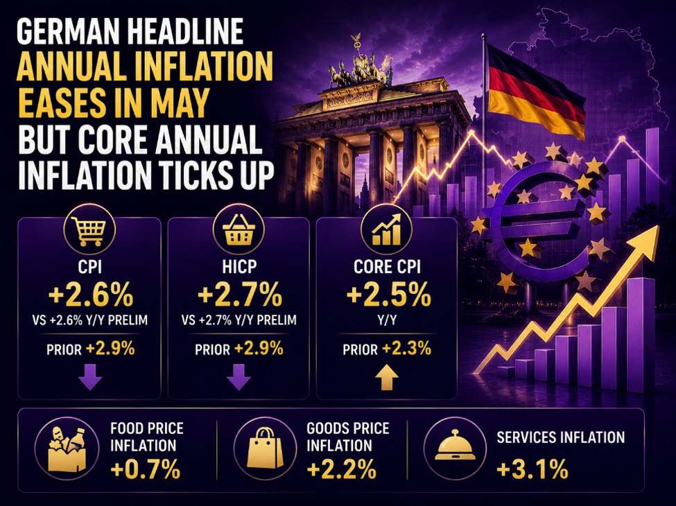 Core inflation confirmed to have picked up in Germany during May